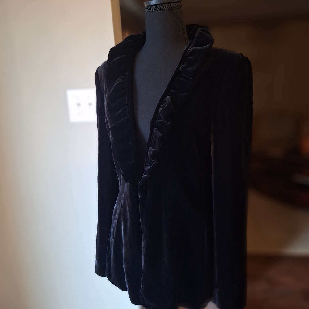 Elegant Black Velvet Women's Blazer Jacket 6 - Picture 3 of 16